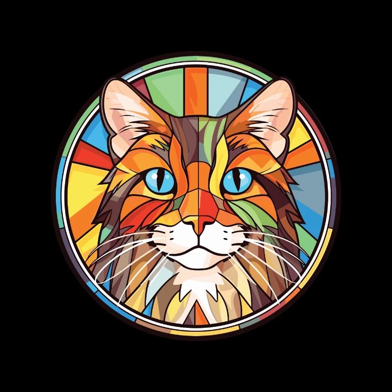 Dessin animé d’aquarelle colorée American Bobtail Cat