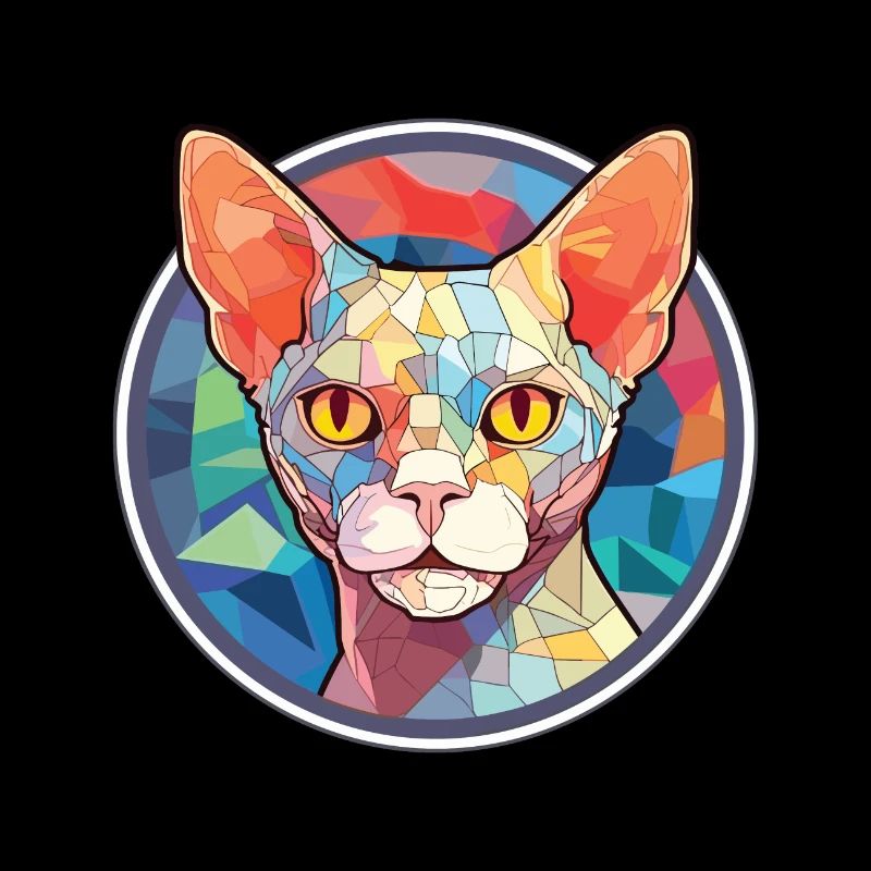 Devon Rex Katze buntes Aquarell Haustier Illustration