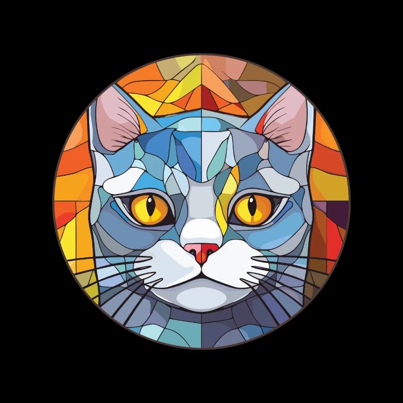 Chat d’argent britannique coloré aquarelle pour animaux de compagnie Cartoon