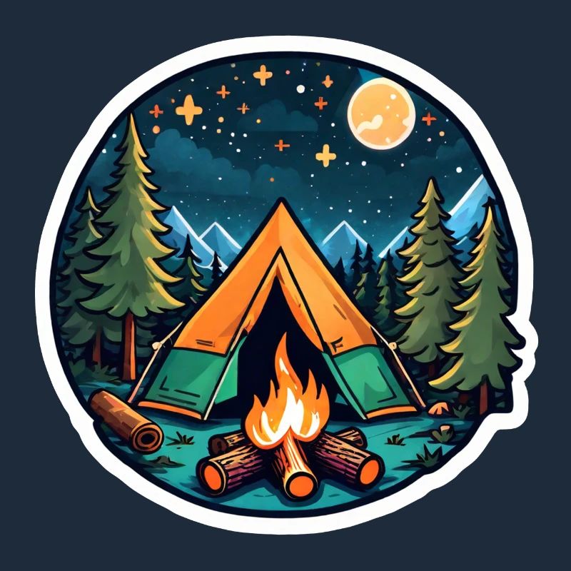 Camping, tent and campfire