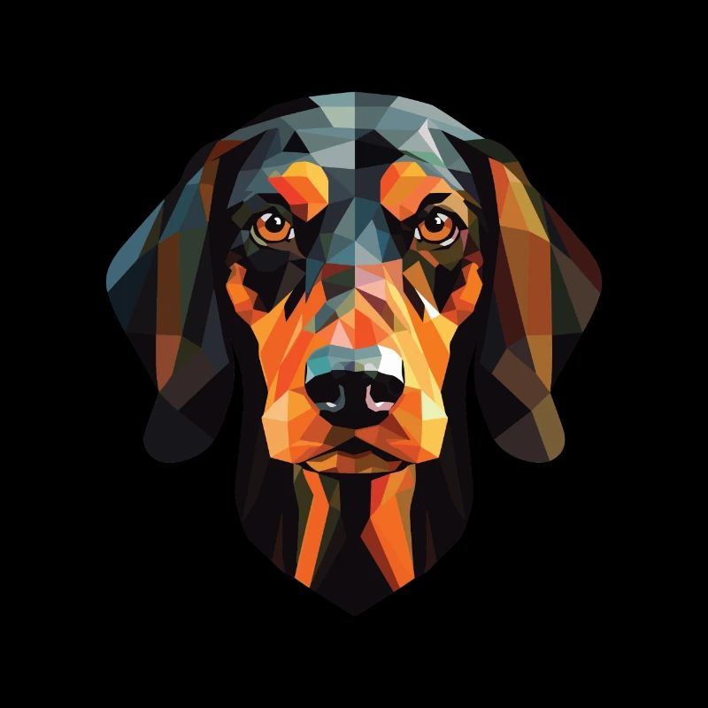 Austrian Black And Tan Hound Dog Breed Watercolor