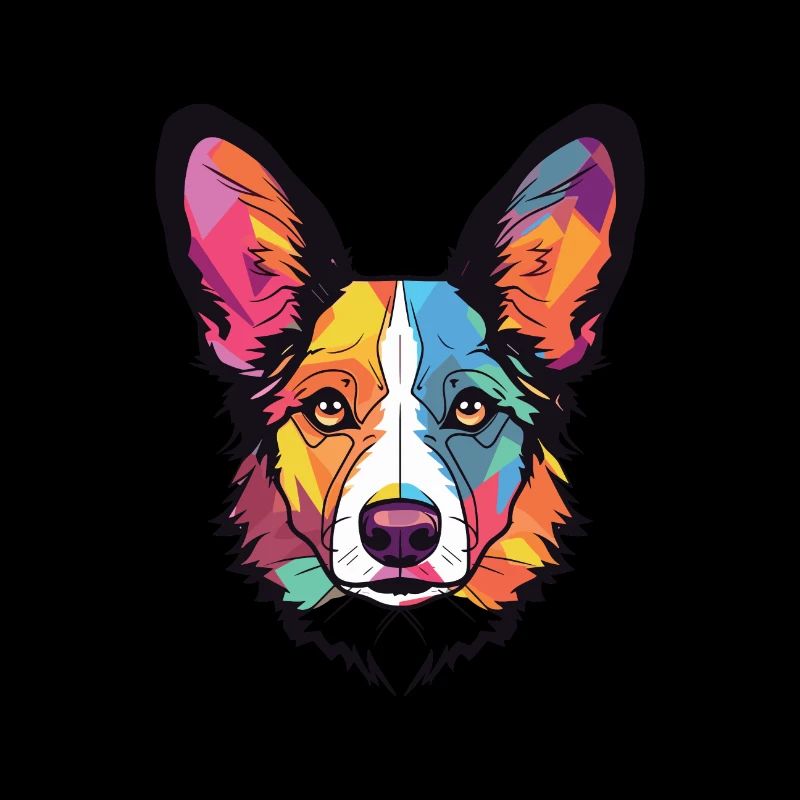 Strickjacke Welsh Corgi Hunderasse buntes Aquarell