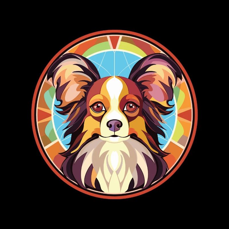 Papillon Hunderasse Aquarell Glas Illustration