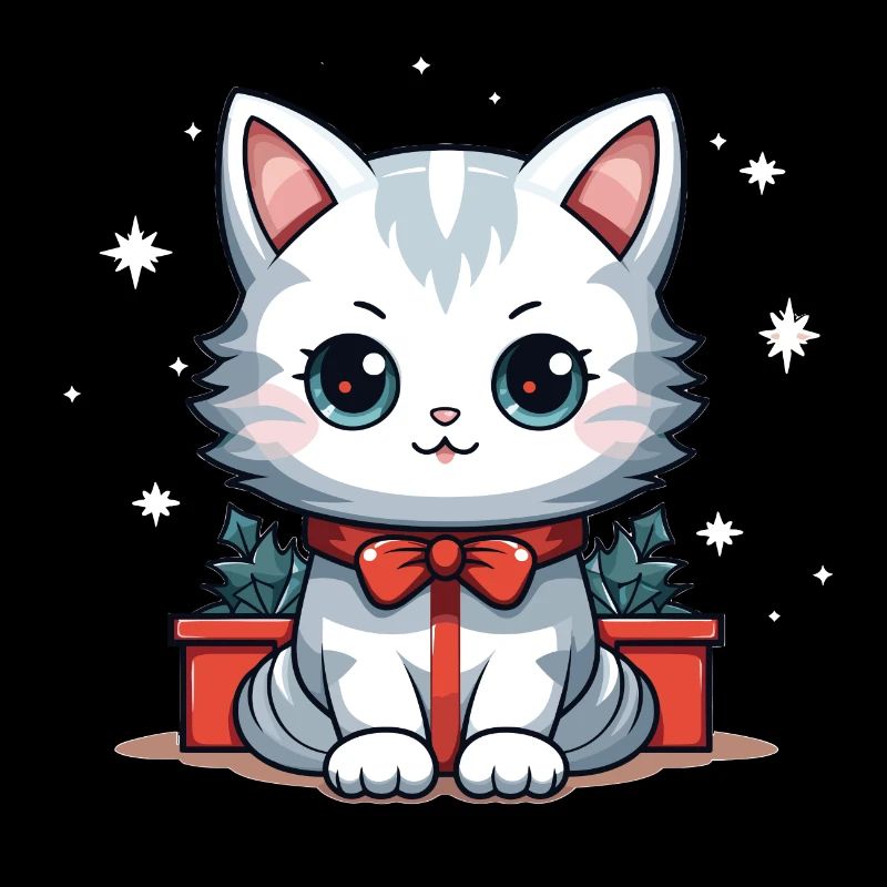 Design de Noël de chat - Style Kawaii