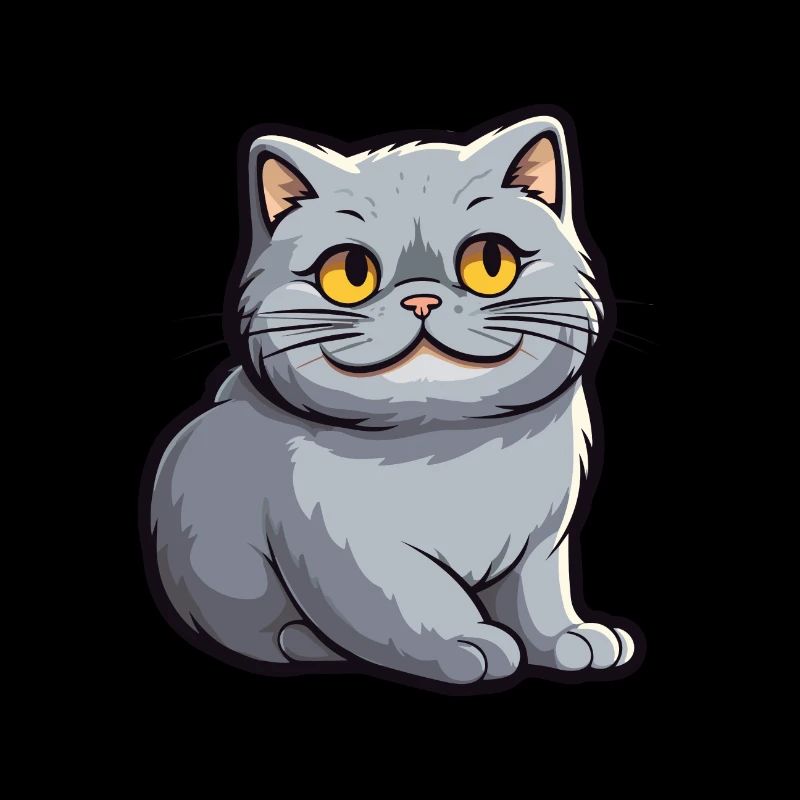 British Fold Shorthair chat dessin animé Art de l’aquarelle