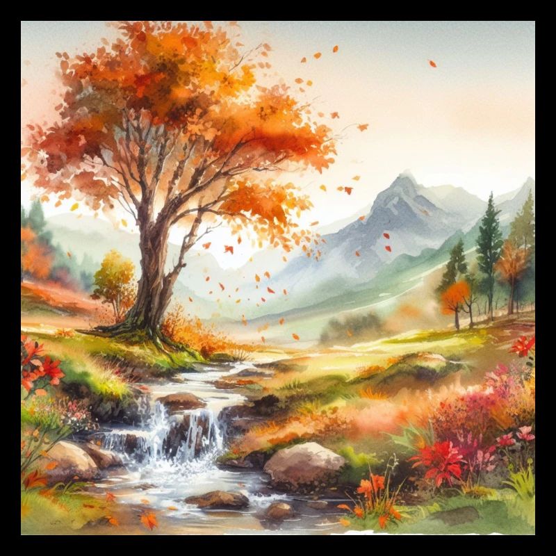Ruhiger Bach in der Landschaft mit Baum