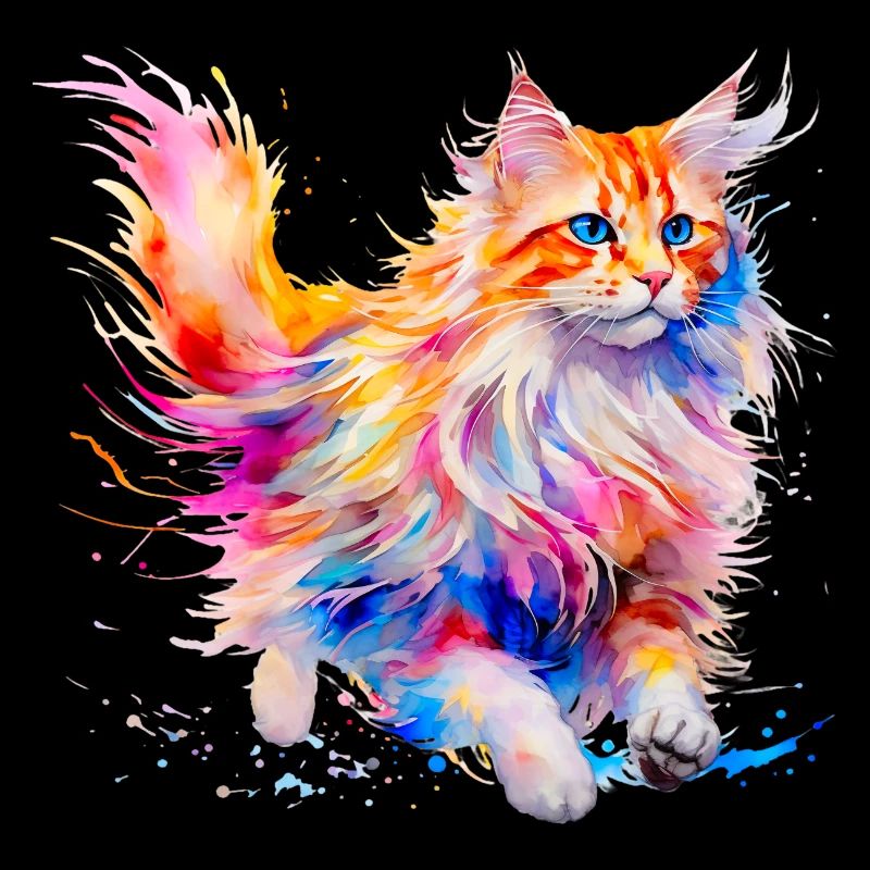 chat long poil, maine coon en couleurs