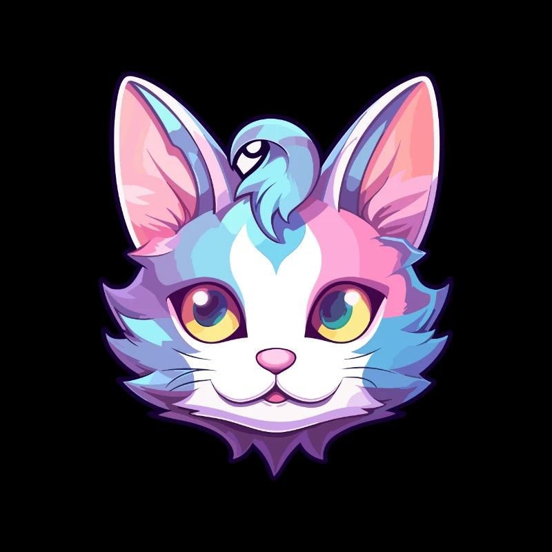 Devon Rex Cat Breed Watercolor Cartoon Kawaii Pet