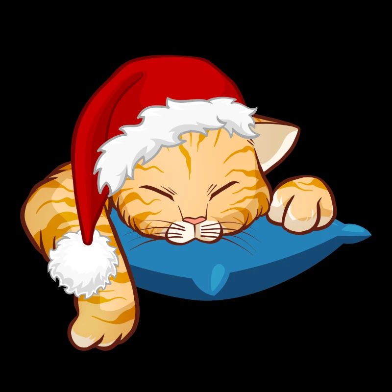 Chat de Noël endormi