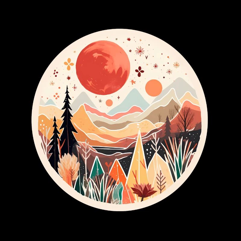 Abstrakte Boho Landschaft in Herbstfarben