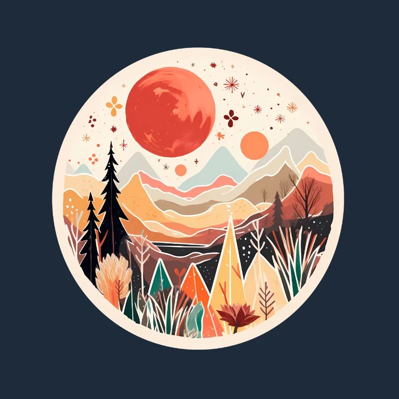 Abstract Boho Landscape in Autumn Colors