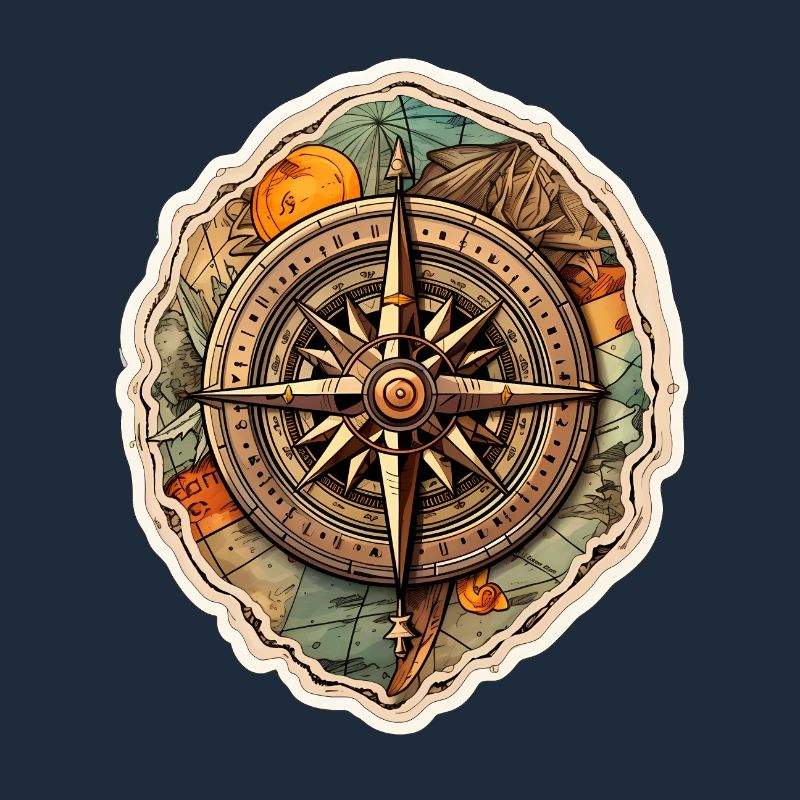 Retro compass on world map