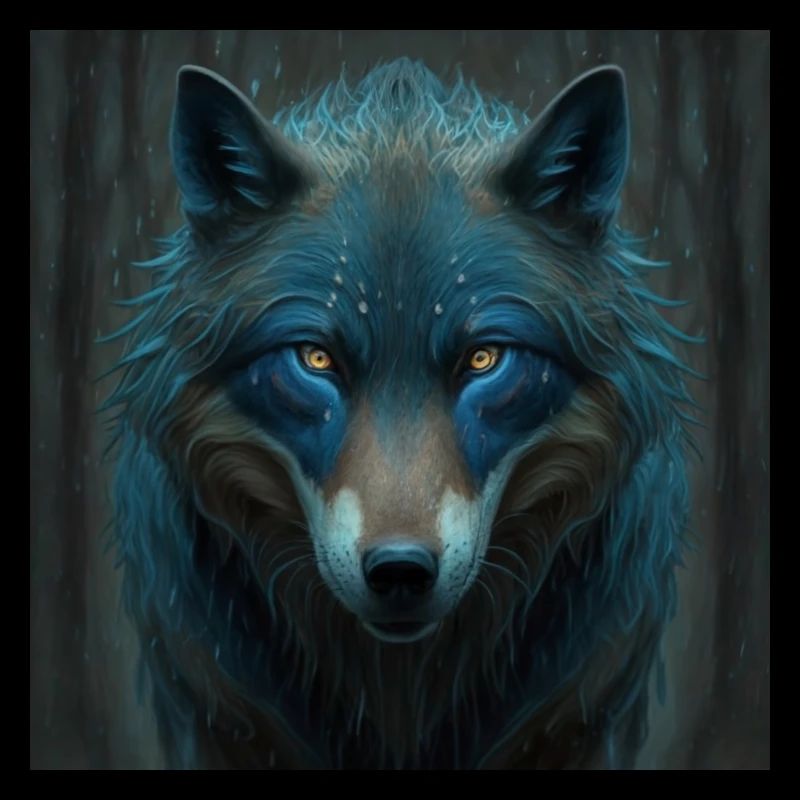 Blue wolf in the forest