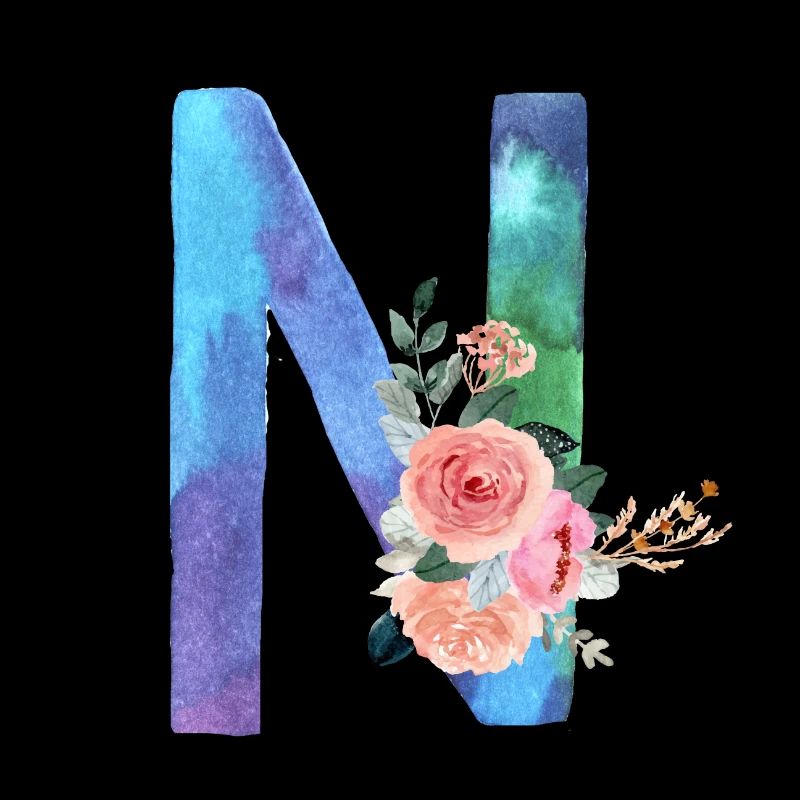 Letter N watercolor