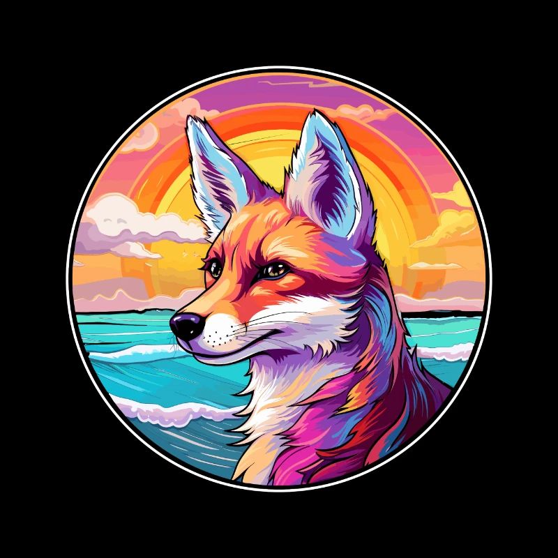 Fuchs buntes Aquarell Cartoon Kawaii Tier