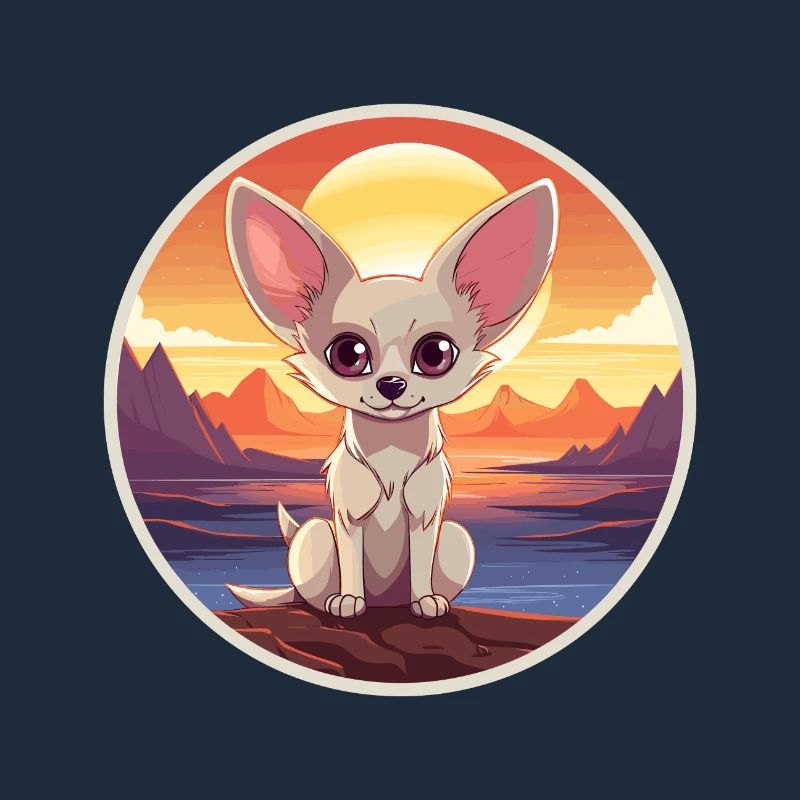 Fennec Fox Aquarelle Colorée Dessin Animé Kawaii Pet
