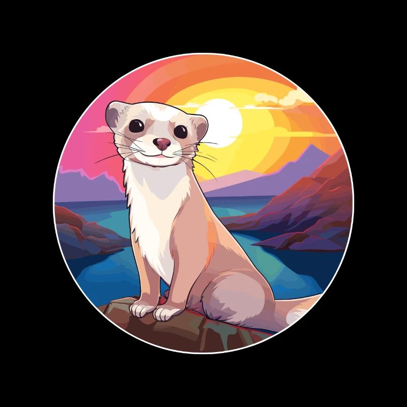 Frettchen buntes Aquarell Cartoon Kawaii Tier