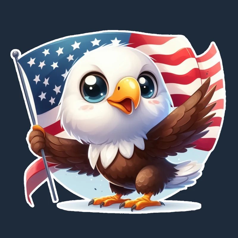 Pygargue à tête blanche mignon avec drapeau des États-Unis