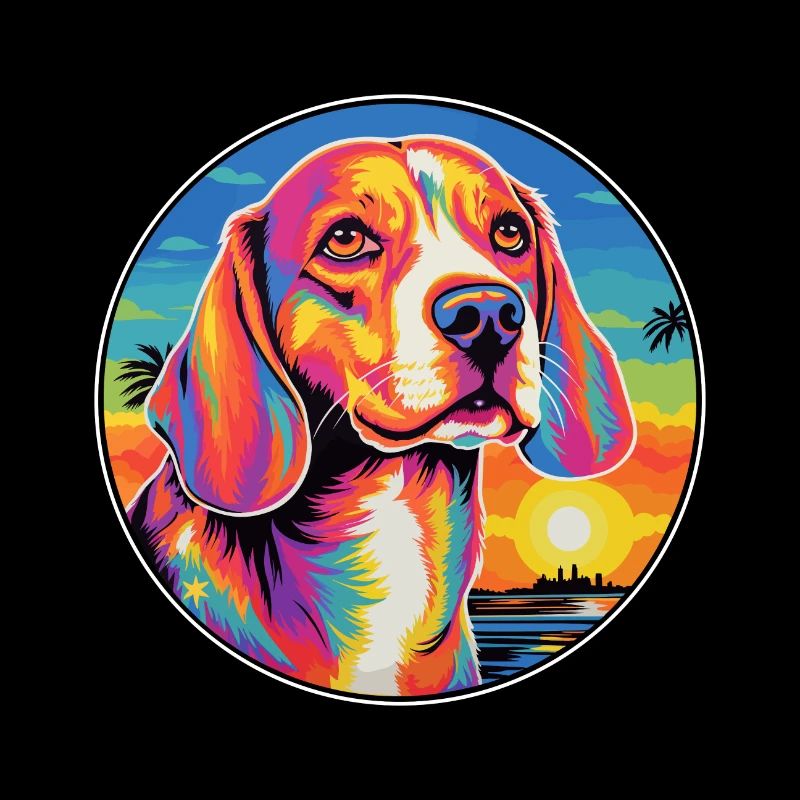 Kerry Beagle Hunderasse buntes Karikatur-Aquarell