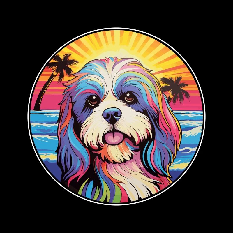 Lhassa Apso chien race coloré dessin animé aquarelle