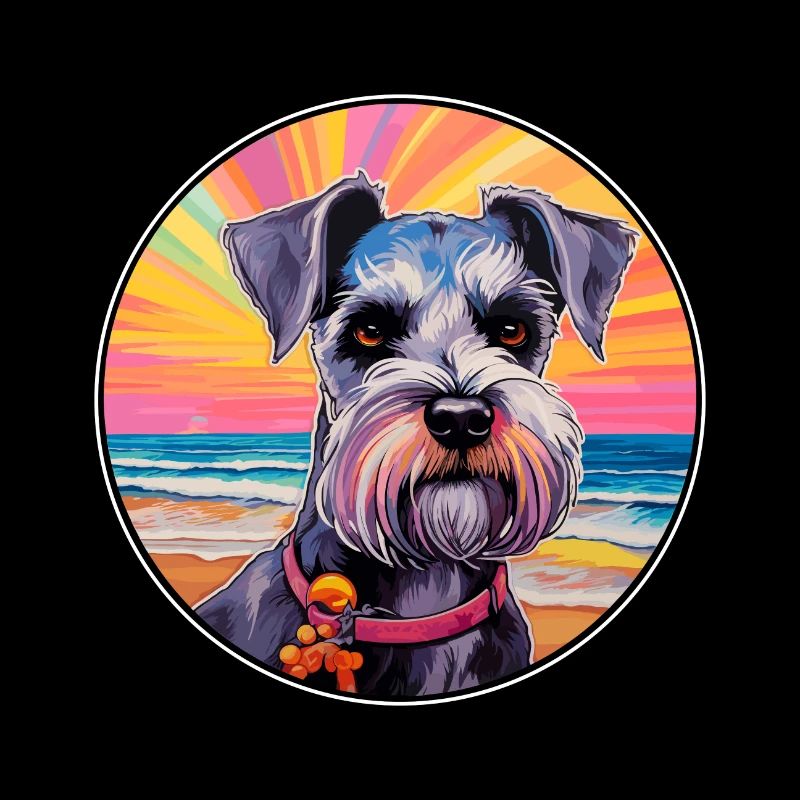 Schnauzer miniature chien race coloré dessin animé Wat
