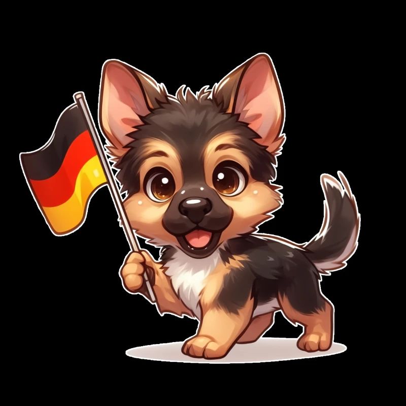 Süßer Deutscher Schäferhund mit Deutschland-Fahne