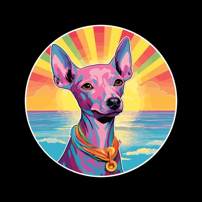 Chien nu péruvien race coloré dessin animé eau