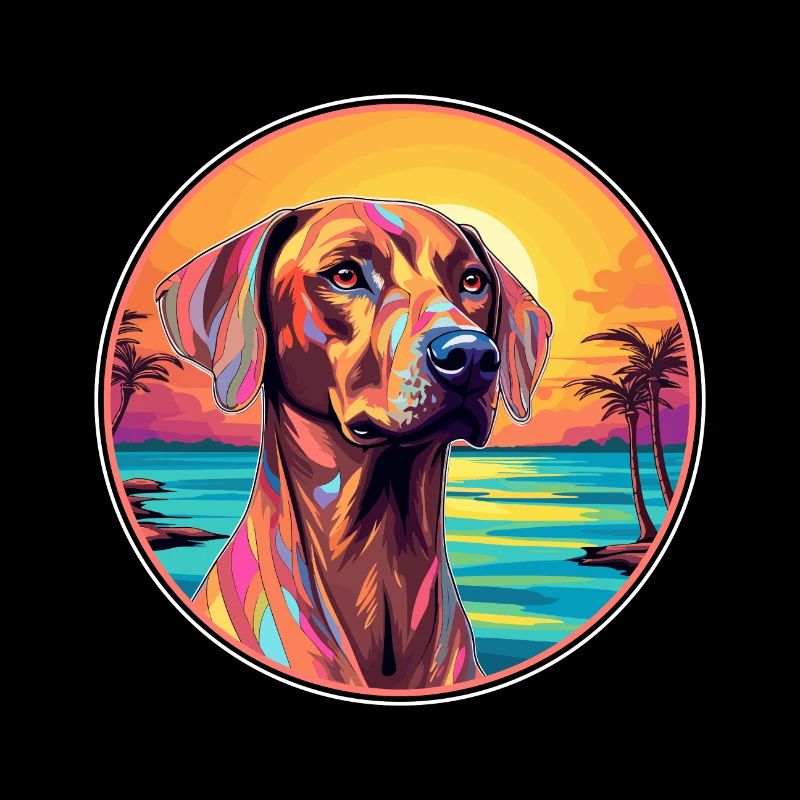 Rhodesian Ridgeback Dog Breed Colorful Cartoon Wat