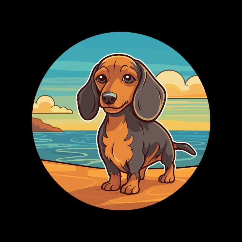 Teckel miniature race de chien de bande dessinée Kawaii chien