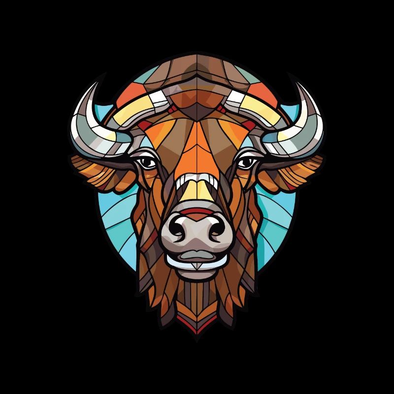 Bison buntes Aquarell Tier Haustier Illustration