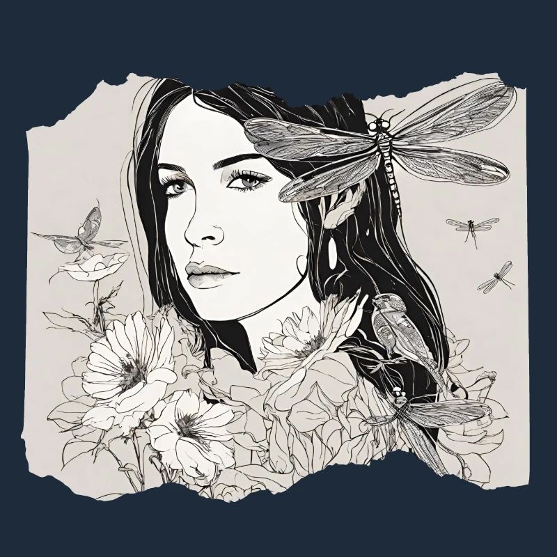 Fille avec libellule dans les cheveux