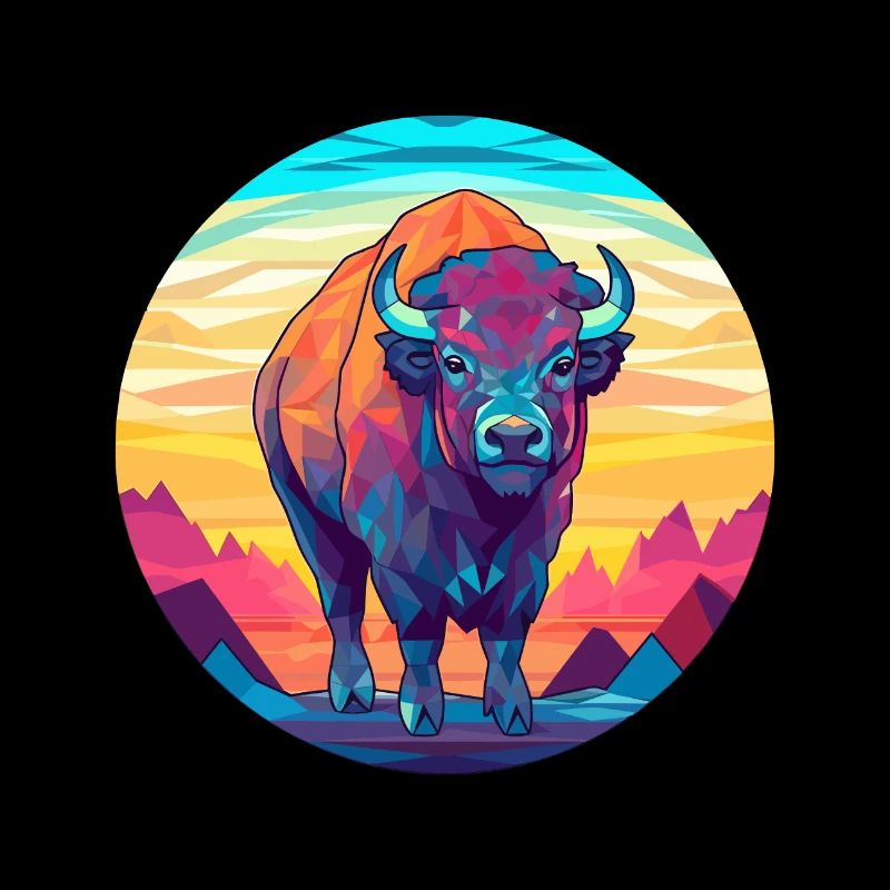 Bison-Buntglas-Cartoon-Kawaii-Tier