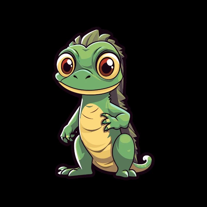 Iguane Mignon Dessin Animé Kawaii Aquarelle Animal De Compagnie