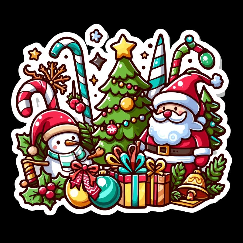Festliches Weihnachtsdesign mit Weihnachtsmann, Schneemann