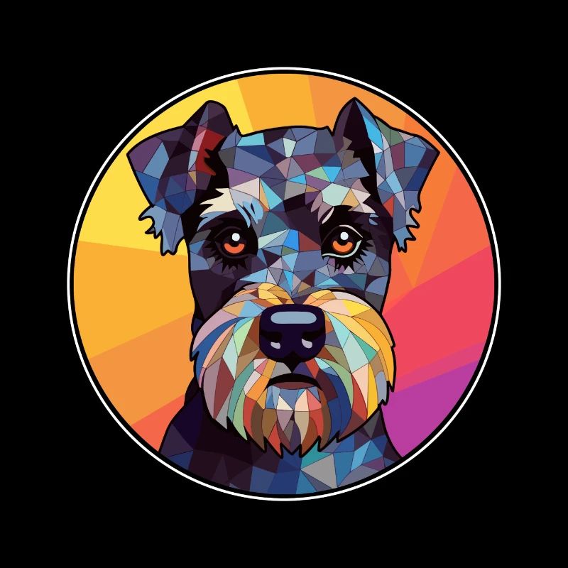 Miniatur Schnauzer Hund Buntes Glas Buntes Auto