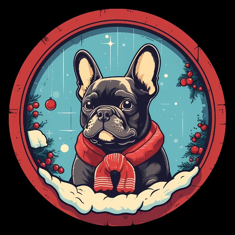 Bouledogue français chien de Noël, chiens d’amour
