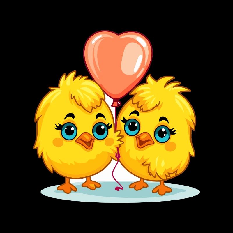 Chicks Kawaii Cartoon Pet Playing With Balloons