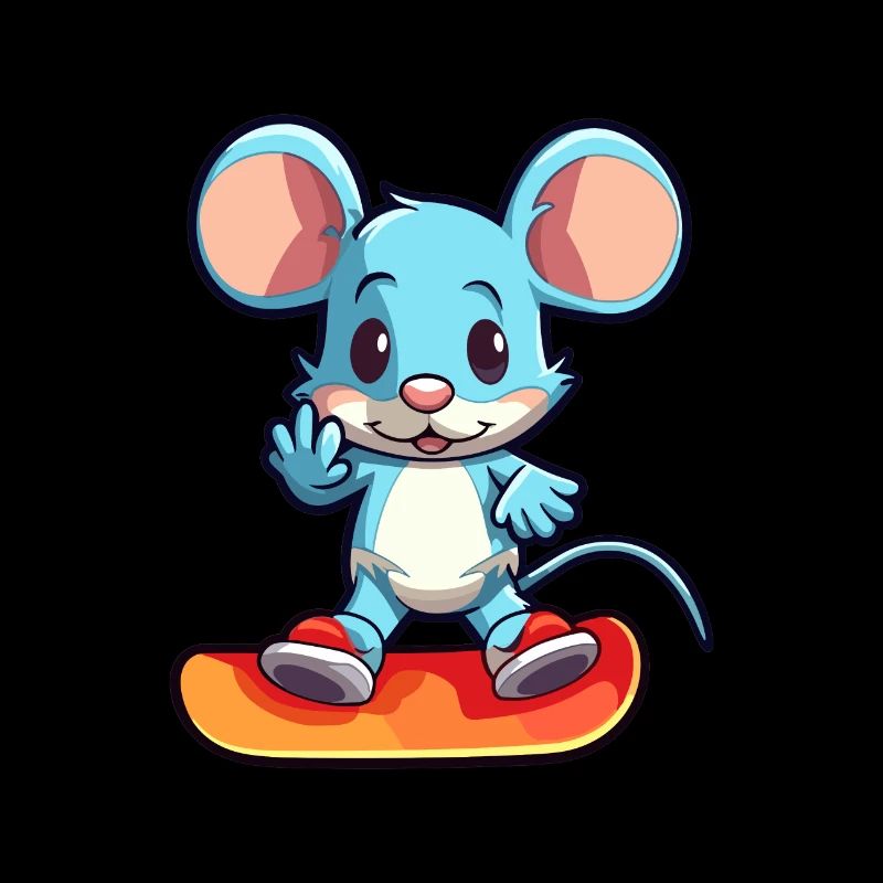 Funny Mouse Kawaii Cartoon Pet Playing Skateboard