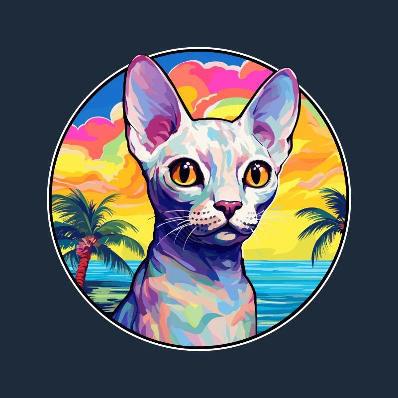 Devon Rex Cat Breed Watercolor Cartoon Kawaii Pet