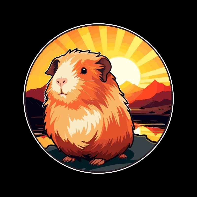 Cochon d’Inde Aquarelle colorée Dessin animé Kawaii Pet
