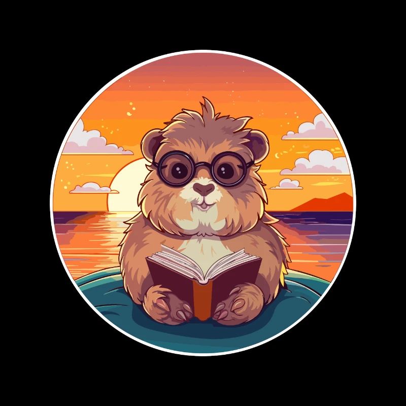 Cochon d’Inde Mignon Drôle Dessin Animé Kawaii Livre Plage