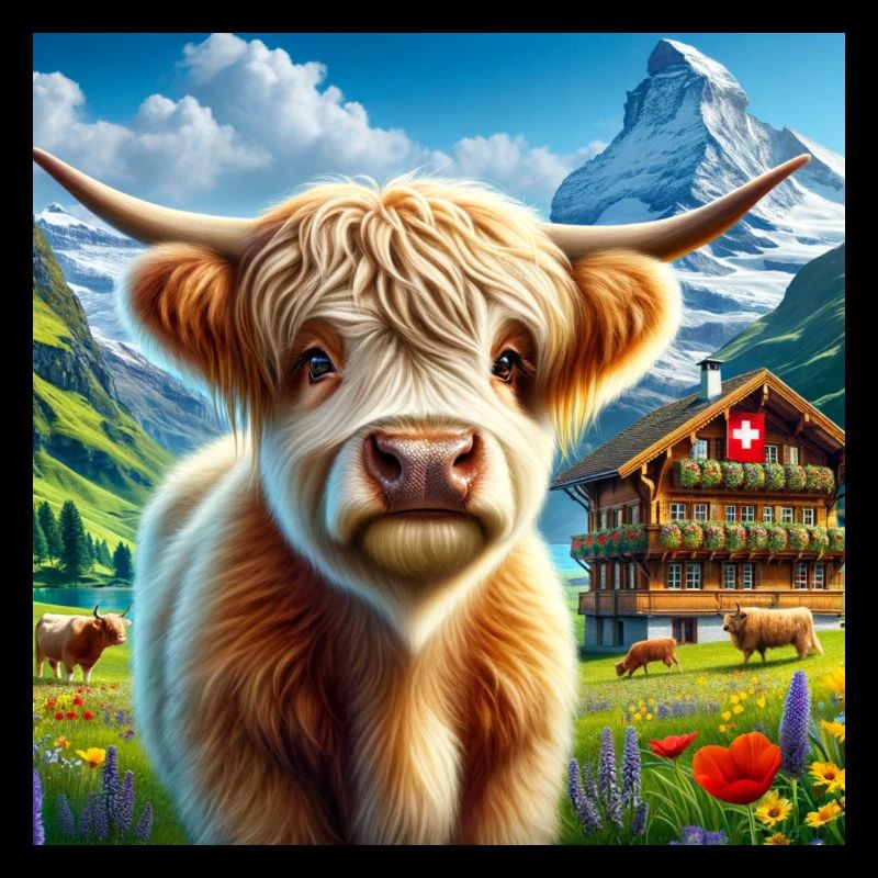 Vache Highland aux cornes majestueuses