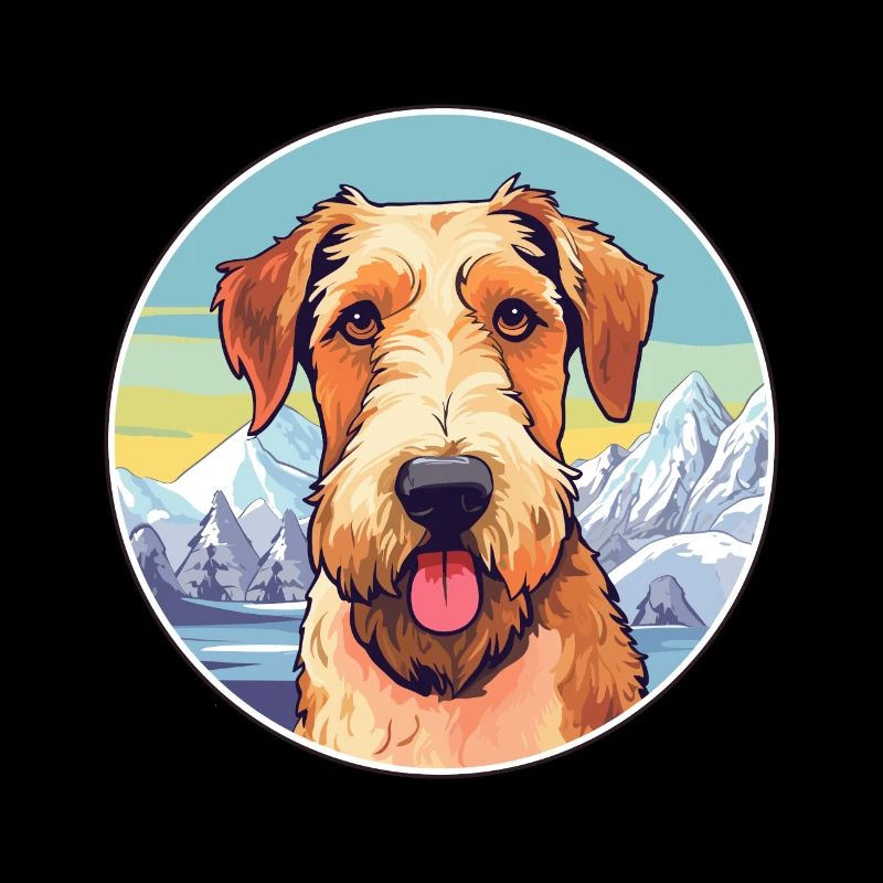 Airedale Terrier Hunderasse Karikatur Kawaii Watercol