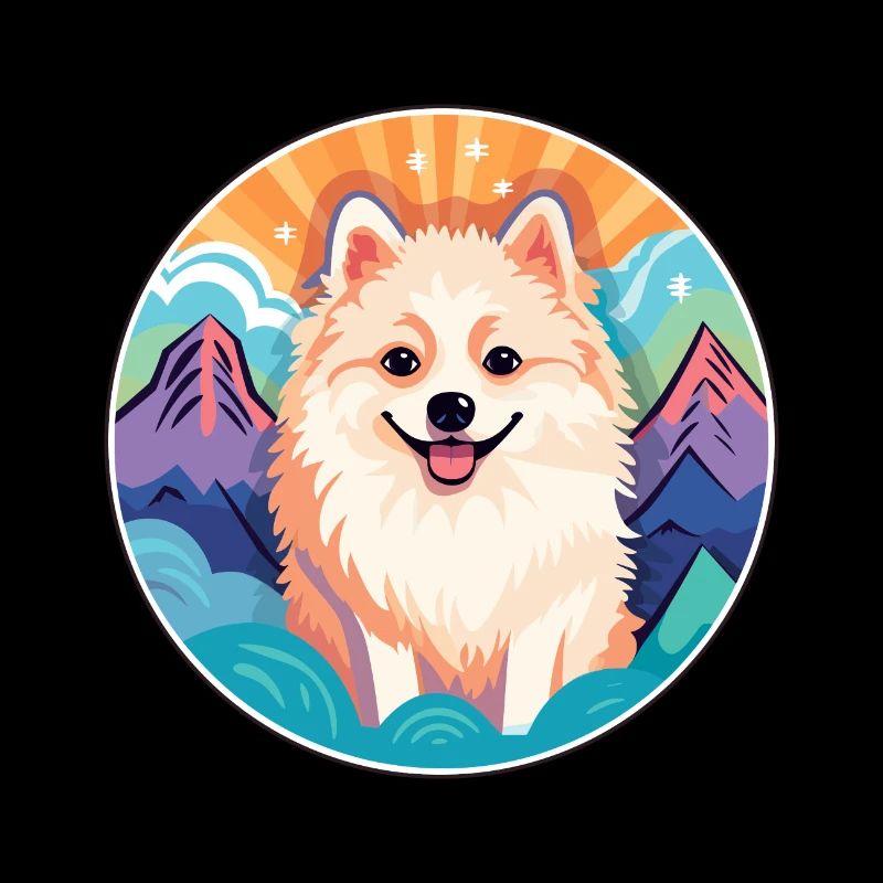 Nordic Spitz Hunderasse Cartoon Kawaii Aquarell
