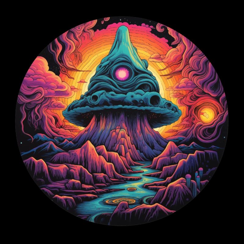 Psychedelischer Pilz im Kosmos