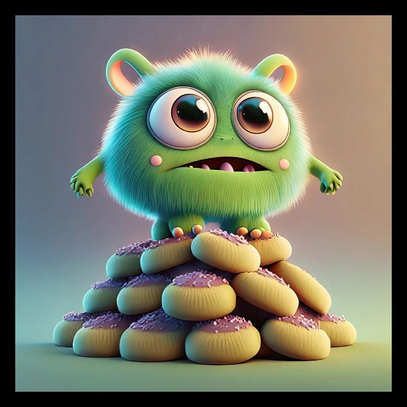 monstre mignon effrayant drôle effrayant assis sur un tas