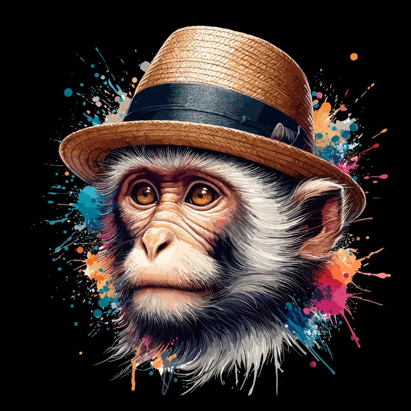 Cute Monkey with Hat: Adorable Animal