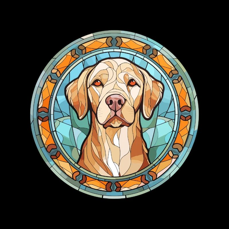 Akbash chien race vitrail aquarelle colorée