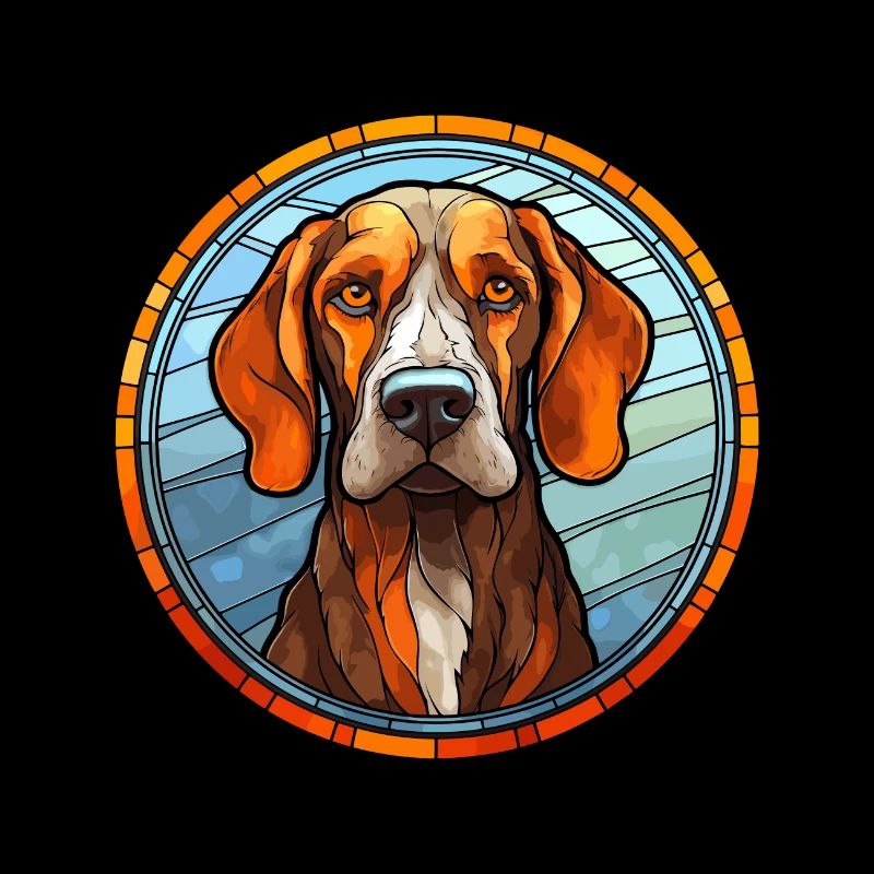 Ariege Pointer Dog Breed Stained Glass Colorful Wa
