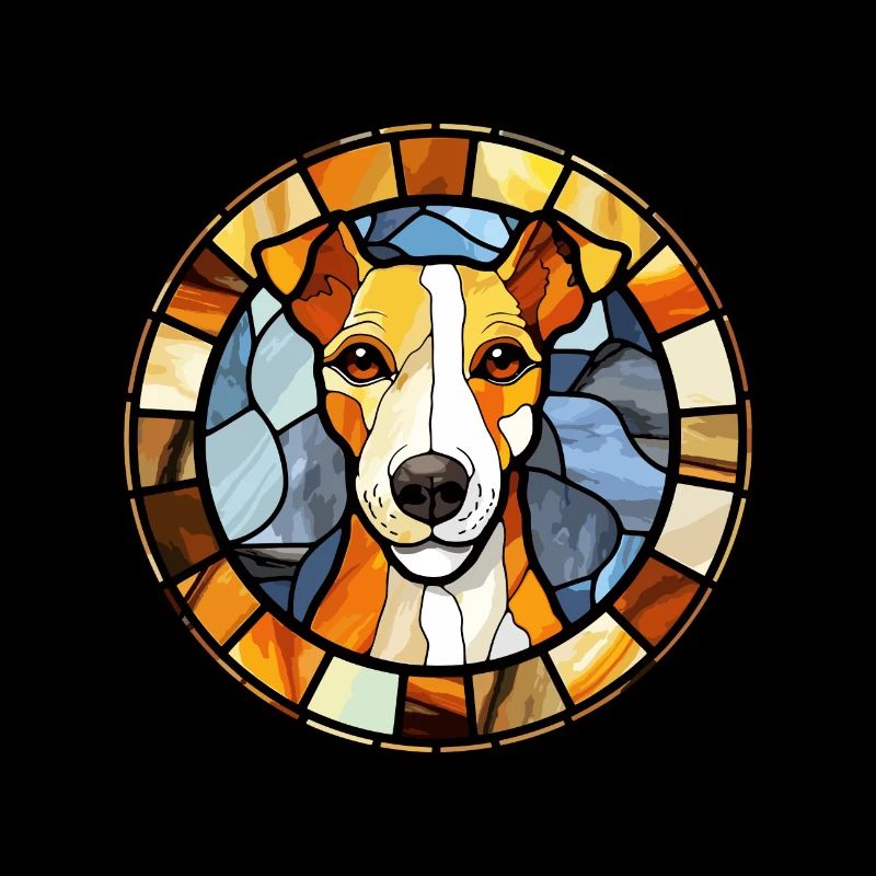 Chilien Fox Terrier chien race vitrail Colorf